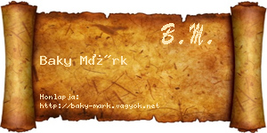 Baky Márk névjegykártya